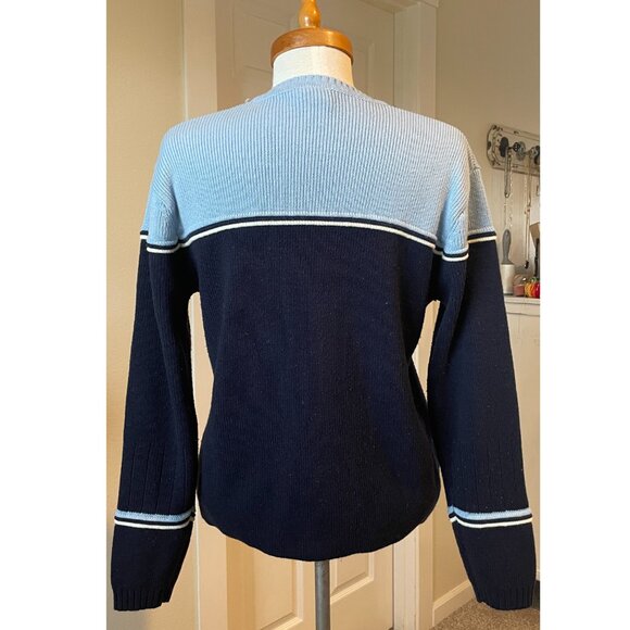 Modern Culture Women's Large Navy, Baby Blue, White Stripe Long Sleeve Tee 90s - Picture 3 of 11